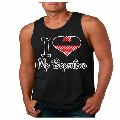 ALLNTRENDS Couple Tank Tops I Love My Boyfriend Girlfriend Valentine's Day Love T Shirt (Women's L Men's L, Black)