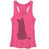 LOST GODS womens Lost Gods Floral Print Cat Women's Racerback Tank Top Shirt, Pink Heather, Medium US view 1