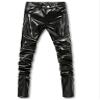 Idopy Men`s Biker Style Punk Faux Leather Riders Pants with Zippers 32 Black view 3