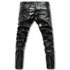 Idopy Men`s Biker Style Punk Faux Leather Riders Pants with Zippers 32 Black view 4