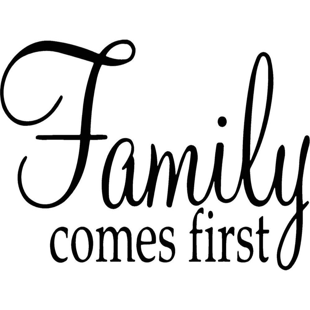 Family Comes First Wall Decal Family Wall Art Home Decor VWAQ-1655 (16.5" H X 30" W)