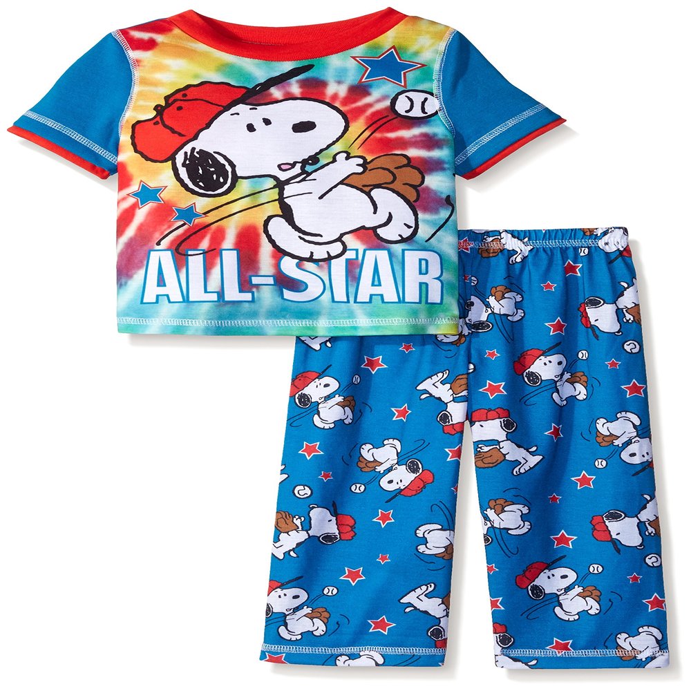 Peanuts Little Boys Tye Dye Baseball Set, Blue, 4T