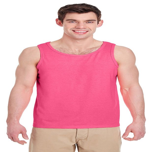 Gildan Mens Heavy Cotton Tank Top G520 -Safety Pink M