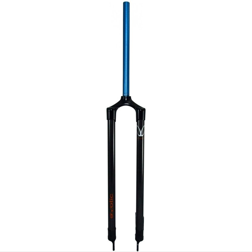 CarbonCycles Exotic Rigid Carbon Fork 44.5cm Blue Steerer Mountain Bike Post Mount Disc Only