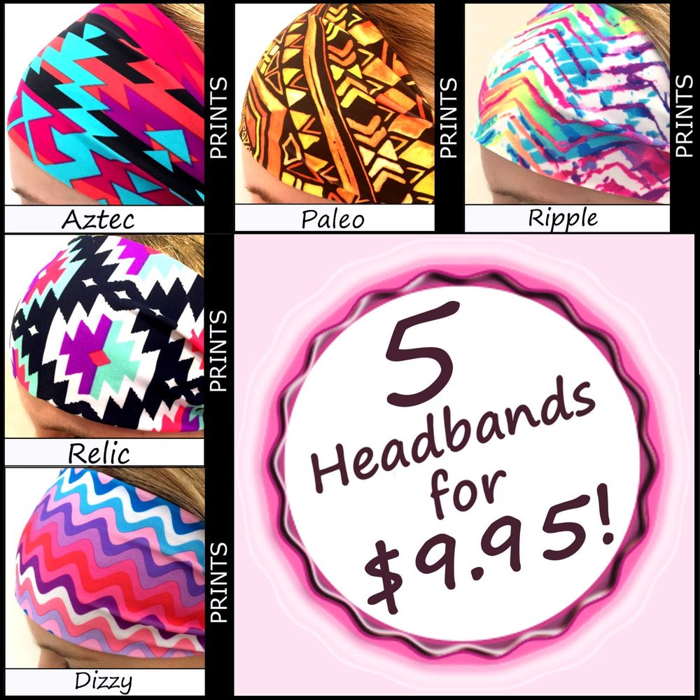Headbands Wide No Slip Moisture Wicking Hair Bands for Running, Exercise, Fashion, Accessories Set of 5 Southwest