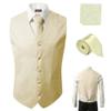 3 Pcs Vest + Tie + Hankie Ivory Fashion Men's Formal Dress Suit Slim Tuxedo Waistcoat Coat (XXX-Large) view 1