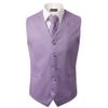 3 Pcs Vest + Tie + Hankie Lavender Fashion Men's Formal Dress Suit Slim Tuxedo Waistcoat Coat (X-Small) view 1