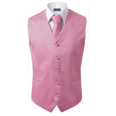 3 Pcs Vest + Tie + Hankie Brown Fashion Men's Formal Dress Suit Slim Tuxedo Waistcoat Coat (XXX-Large)
