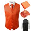 3 Pcs Vest + Tie + Hankie Orange Fashion Men's Formal Dress Suit Slim Tuxedo Waistcoat Coat (Small) view 1