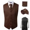 3 Pcs Vest + Tie + Hankie Brown Fashion Men's Formal Dress Suit Slim Tuxedo Waistcoat Coat (XXX-Large) view 1