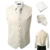 3 Pcs Vest + Tie + Hankie White Fashion Men's Formal Dress Suit Slim Tuxedo Waistcoat Coat (XX-Large) view 1