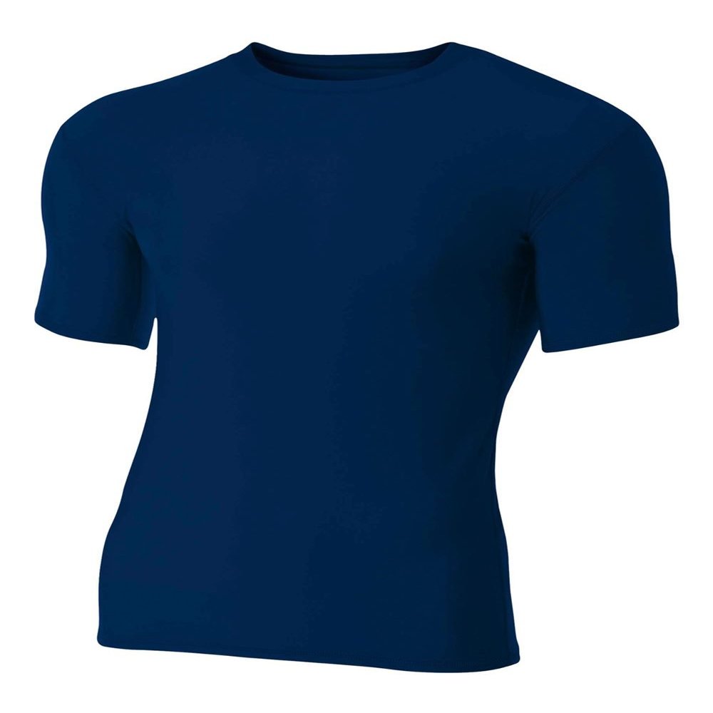 A4 Sportswear Navy Blue Adult Large Short Sleeve Compression