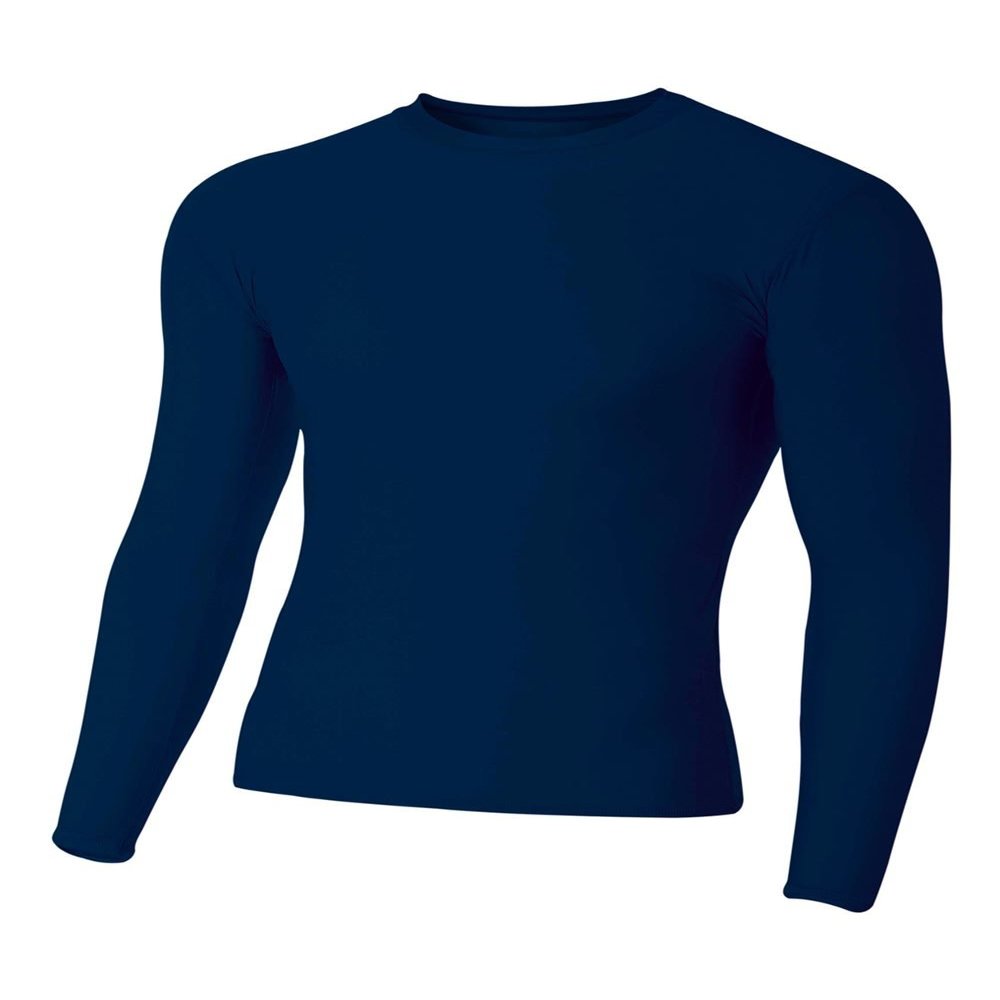 A4 Sportswear Navy Blue Adult Large Long Sleeve Compression