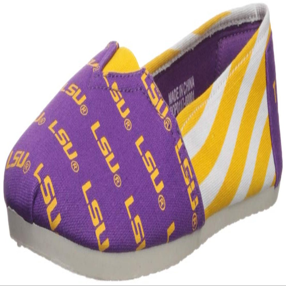 FOCO LSU Tigers NCAA Womens Stripe Canvas Shoes - S