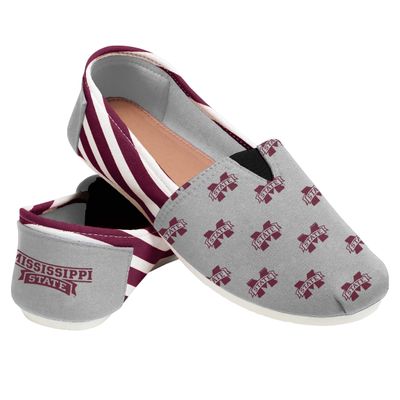 FOCO Mississippi State Bulldogs NCAA Womens Stripe Canvas Shoes - L