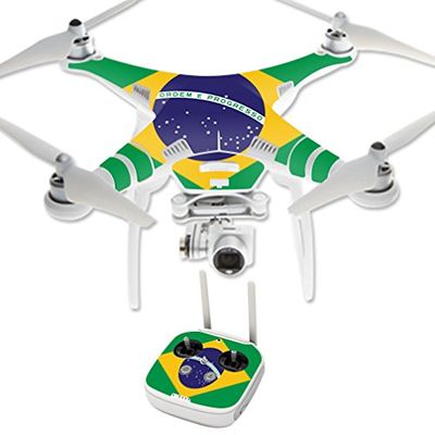 MightySkins Skin Compatible with DJI Phantom 3 Professional or Advanced Quadcopter Drone wrap Cover Sticker Skins Brazilian Flag