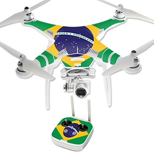 MightySkins Skin Compatible with DJI Phantom 3 Professional or Advanced Quadcopter Drone wrap Cover Sticker Skins Brazilian Flag