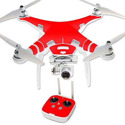 MightySkins Skin Compatible with DJI Phantom 3 Professional or Advanced Quadcopter Drone wrap Cover Sticker Skins Solid Red
