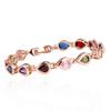 Crystalline Azuria Women 18K Rose Gold Plated Teardrops Multi Colorful Zirconia Crystals Tennis Bracelet view 1