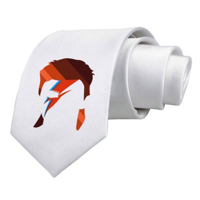 TOOLOUD Star Man Printed White Neck Tie