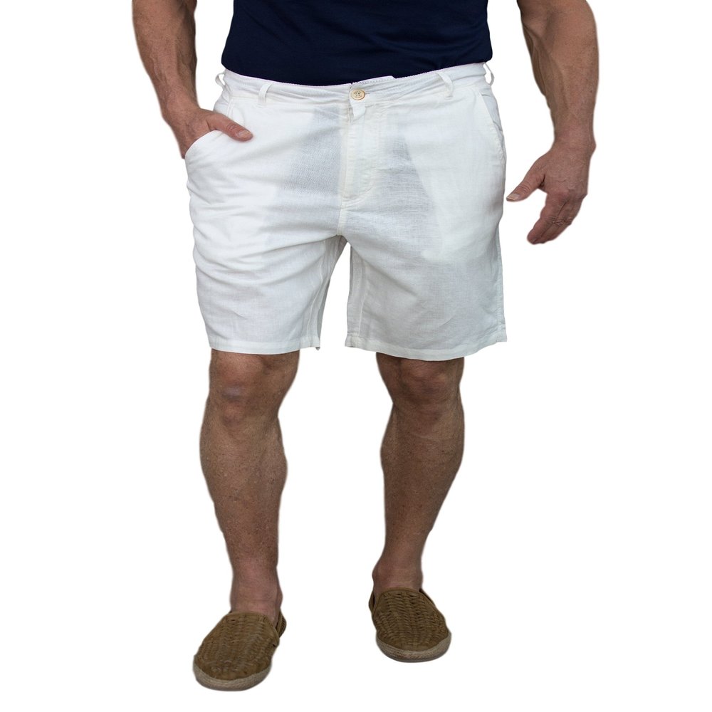 short fin Men's Linen Walking Shorts (Size 36, Natural L8001)
