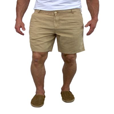 short fin Men's Linen Walking Shorts (Size 30, Khaki L8001)