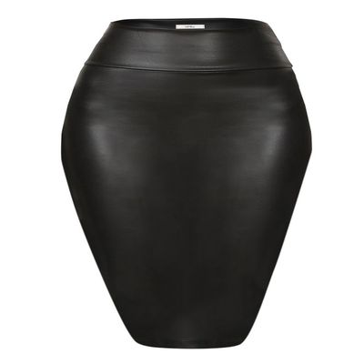 Black Faux Leather Pencil Skirt Sophisticated High Waisted, Slimming Design Perfect for Office Wear & Formal Events