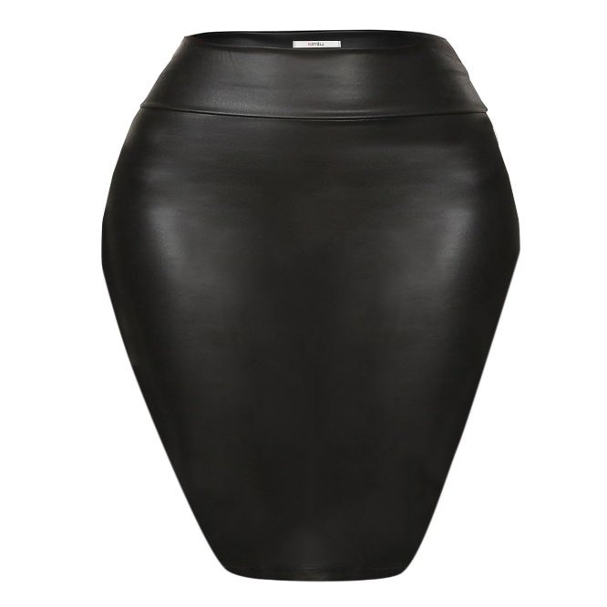 Black Faux Leather Pencil Skirt Sophisticated High Waisted, Slimming Design Perfect for Office Wear & Formal Events