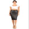 Black Faux Leather Pencil Skirt Sophisticated High Waisted, Slimming Design Perfect for Office Wear & Formal Events view 2