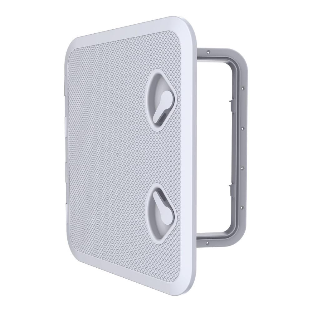 SEAFLO Marine Boat Deck Rectangular Access Hatch - 18.11" x 20.47" (460mm x 510mm) 180 Opening Lid, Non-Skid, Corrosion and UV Resistant, 4-Year Warranty! (White, Standard)