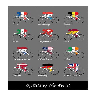 Cyclists of the World Bicycle Poster (24 x 36 inches)
