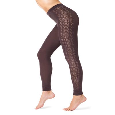 Conte Fantasy Cascade Ajour Women's Leggings (Black, White, Brown) (2, Chocolate)