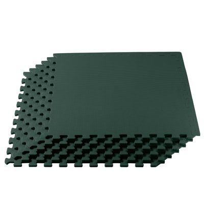 We Sell Mats 3/8 Inch Thick Multipurpose Exercise Floor Mat with EVA Foam, Interlocking Tiles, Anti-Fatigue for Home, or Gym, Hunter Green, 16 Sq Ft