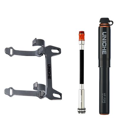 UNICHE Tech HP Mini Bike Pump with Gauge - 140 PSI, Presta & Schrader Compatible, Portable Frame Bicycle Pump for Road Bike, MTB, Gravel Bike (Black, Small)