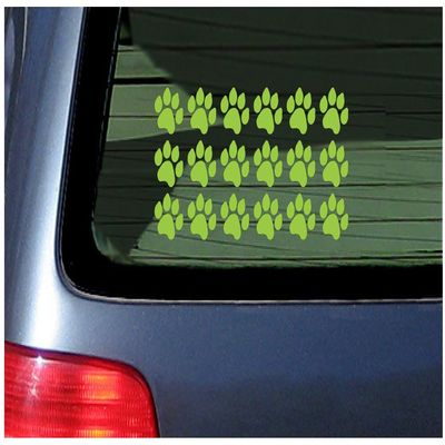 18 Paw Print Stickers Vinyl Decal for Cat, Kitten, Puppy, Smaller Design Lime Green