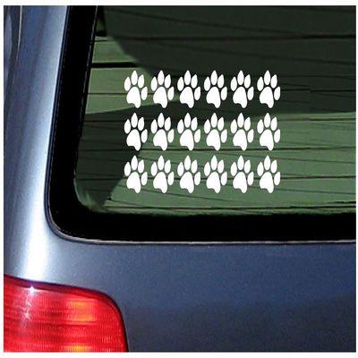 18 Paw Print Stickers Vinyl Decal for Cat, Kitten, Puppy, Smaller Design White Cat Foot Prints
