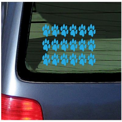 18 Paw Print Stickers Vinyl Decal for Cat, Kitten, Puppy, Smaller Design Light Blue
