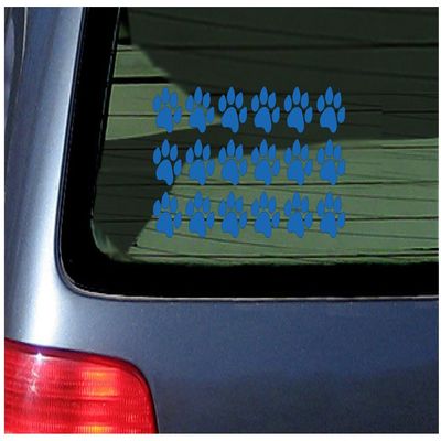18 Paw Print Stickers Vinyl Decal for Cat, Kitten, Puppy, Smaller Design Blue