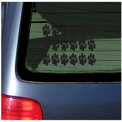 18 Paw Print Stickers Vinyl Decal for Cat, Kitten, Puppy, Smaller Design Black