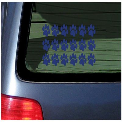 18 Paw Print Stickers Vinyl Decal for Cat, Kitten, Puppy, Smaller Design Dark Blue