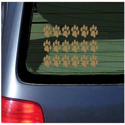 18 Paw Print Stickers Vinyl Decal for Cat, Kitten, Puppy, Smaller Design Gold Metallic