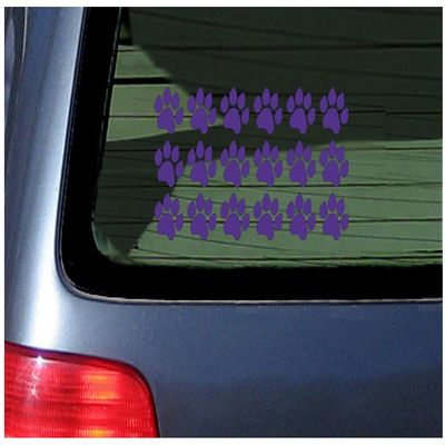 18 Paw Print Stickers Vinyl Decal for Cat, Kitten, Puppy, Smaller Design Purple