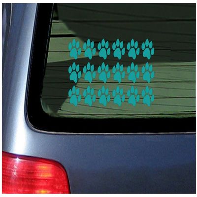18 Paw Print Stickers Vinyl Decal for Cat, Kitten, Puppy, Smaller Design Aqua