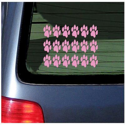 18 Paw Print Stickers Vinyl Decal for Cat, Kitten, Puppy, Smaller Design Pink