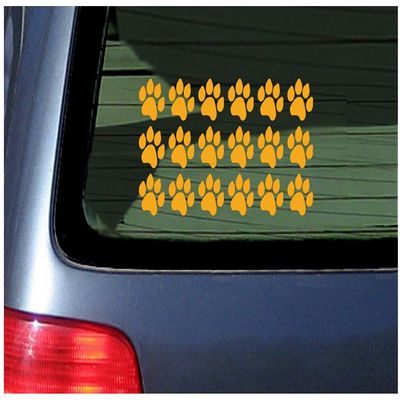 18 Paw Print Stickers Vinyl Decal for Cat, Kitten, Puppy, Smaller Design Golden Yellow