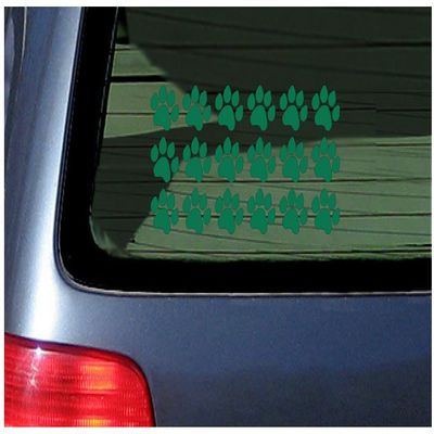 18 Paw Print Stickers Vinyl Decal for Cat, Kitten, Puppy, Smaller Design Green