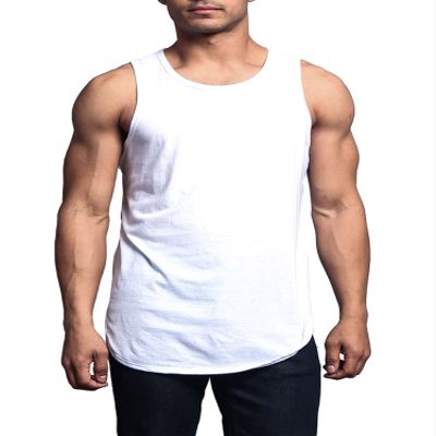 VICTORIOUS Solid Color Long Length Curved Hem Tank Top TT47 - White - Small - G14B
