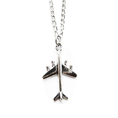 2Pcs Ancient Silver Airplane Necklace, Airplane Jewelry, Airplane Pendant, Charm Necklace,traveler Necklace