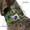 Dog Collar Seatbelt Buckle Truth and Justice Green 16 to 23 Inches 1.5 Inch Wide view 2