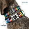Buckle-Down Seatbelt Buckle Dog Collar - Piano Keys Rainbow - 1.5" Wide - Fits 13-18" Neck - Small view 2